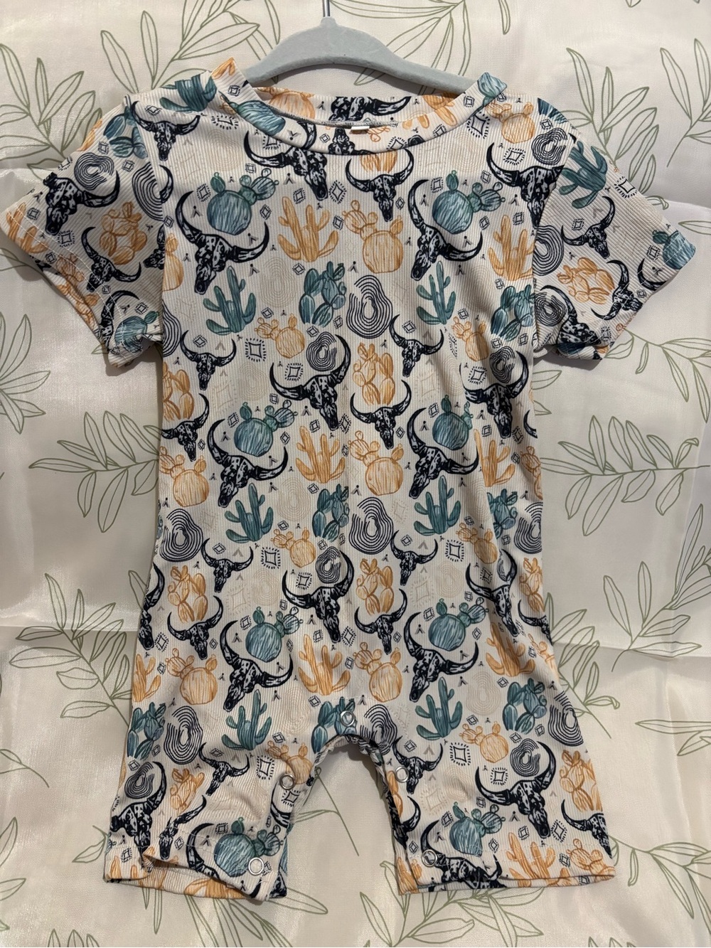 Baby Cactus & Bull Short Romper in Teal, Mustard, Navy